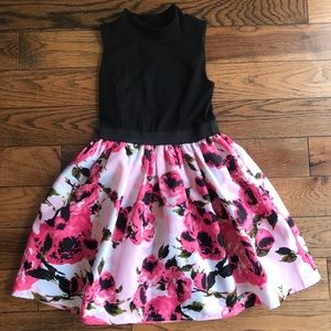 Girls black and floral party dress
